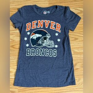 NFL Denver Broncos Women’s Graphic Tee Navy Heather Helmet Logo | Size S